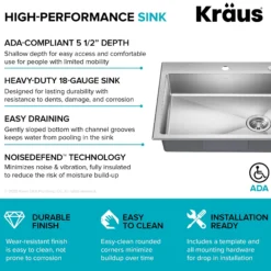 25” ADA Compliant Drop In / Top Mount Single Bowl 18-Gauge Stainless Steel Kitchen Sink