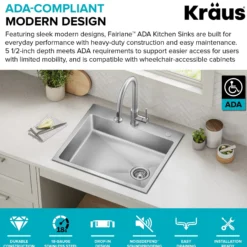 25” ADA Compliant Drop In / Top Mount Single Bowl 18-Gauge Stainless Steel Kitchen Sink