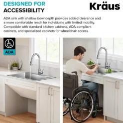 33” ADA Compliant Drop In / Top Mount Single Bowl 18-Gauge Stainless Steel Kitchen Sink