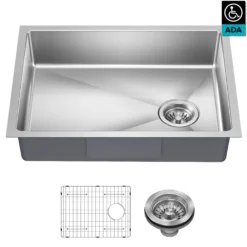 25” ADA Compliant Undermount Single Bowl 18-Gauge Stainless Steel Kitchen Sink