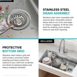 33” ADA Compliant Undermount Single Bowl 18-Gauge Stainless Steel Kitchen Sink