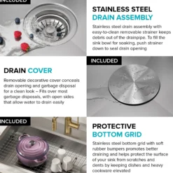 ADA Workstation 33" Drop-In / Top Mount 16 Gauge Stainless Steel Single Bowl Kitchen Sink with Accessories