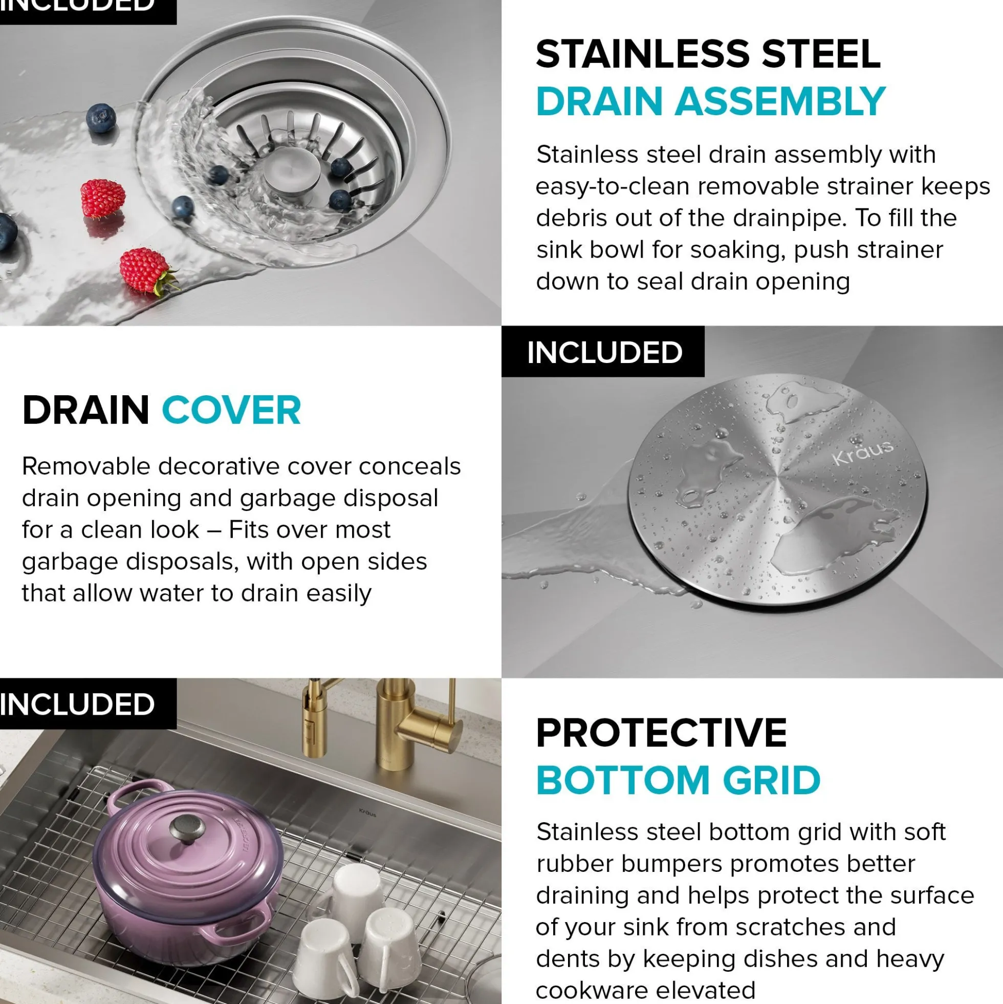 ADA Workstation 33" Drop-In / Top Mount 16 Gauge Stainless Steel Single Bowl Kitchen Sink with Accessories