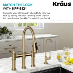 Allyn 100% Lead-Free Kitchen Water Filter Faucet in Brushed Gold