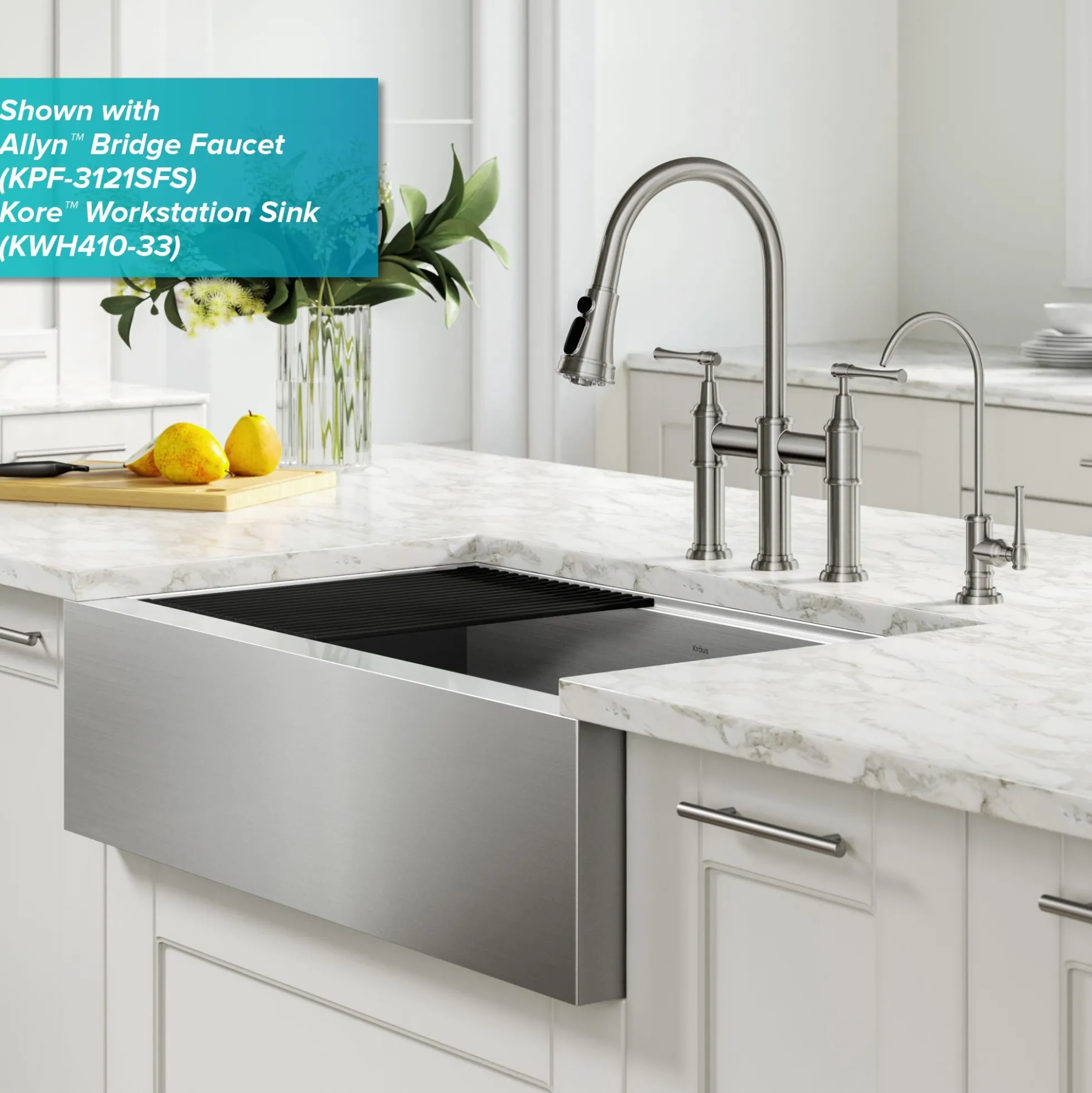 Allyn 100% Lead-Free Kitchen Water Filter Faucet in Spot Free Stainless Steel