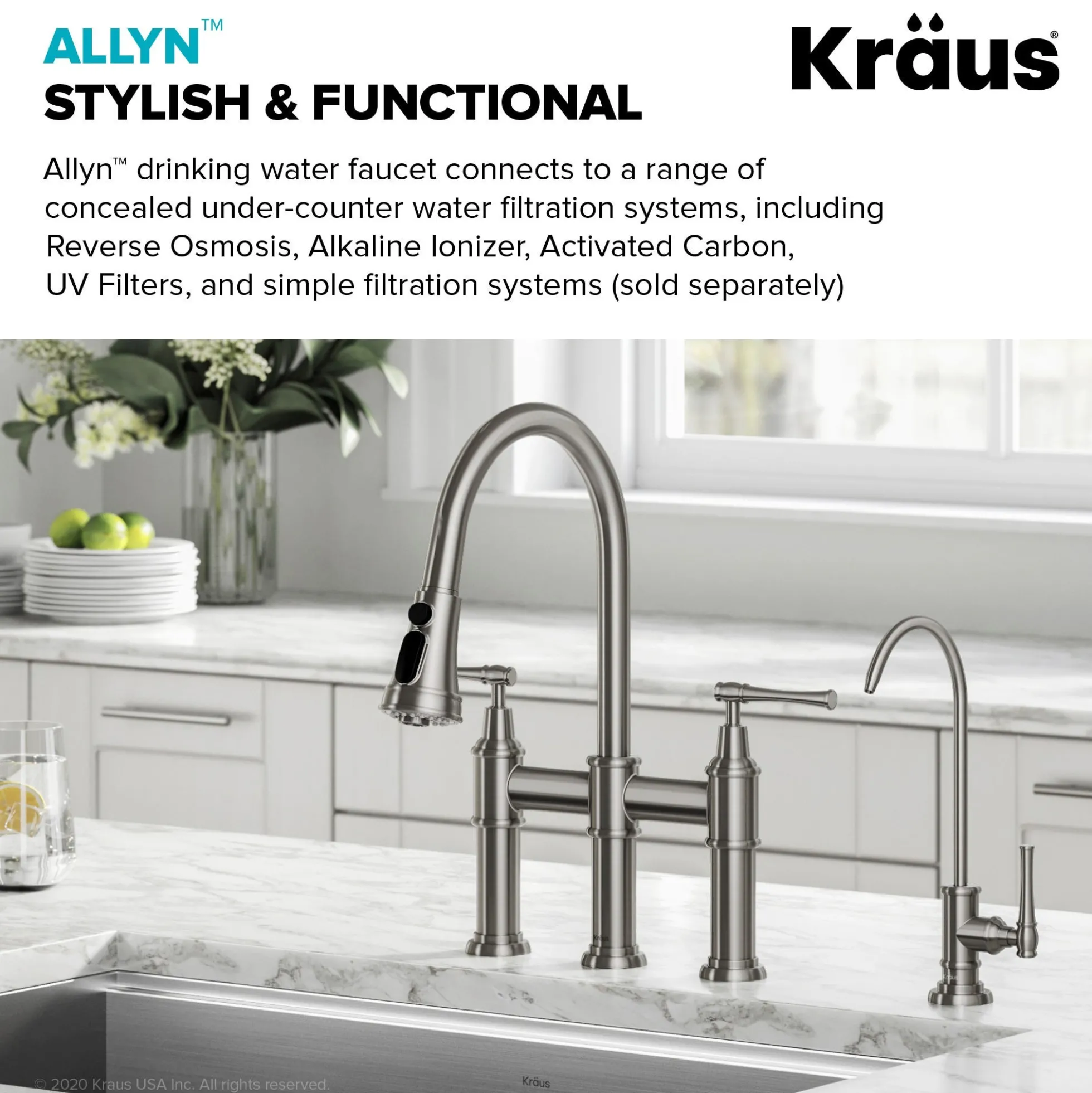 Allyn 100% Lead-Free Kitchen Water Filter Faucet in Spot Free Stainless Steel