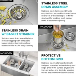 33" Apron Front Farmhouse 16 Gauge 60/40 Double Bowl Stainless Steel Kitchen Sink