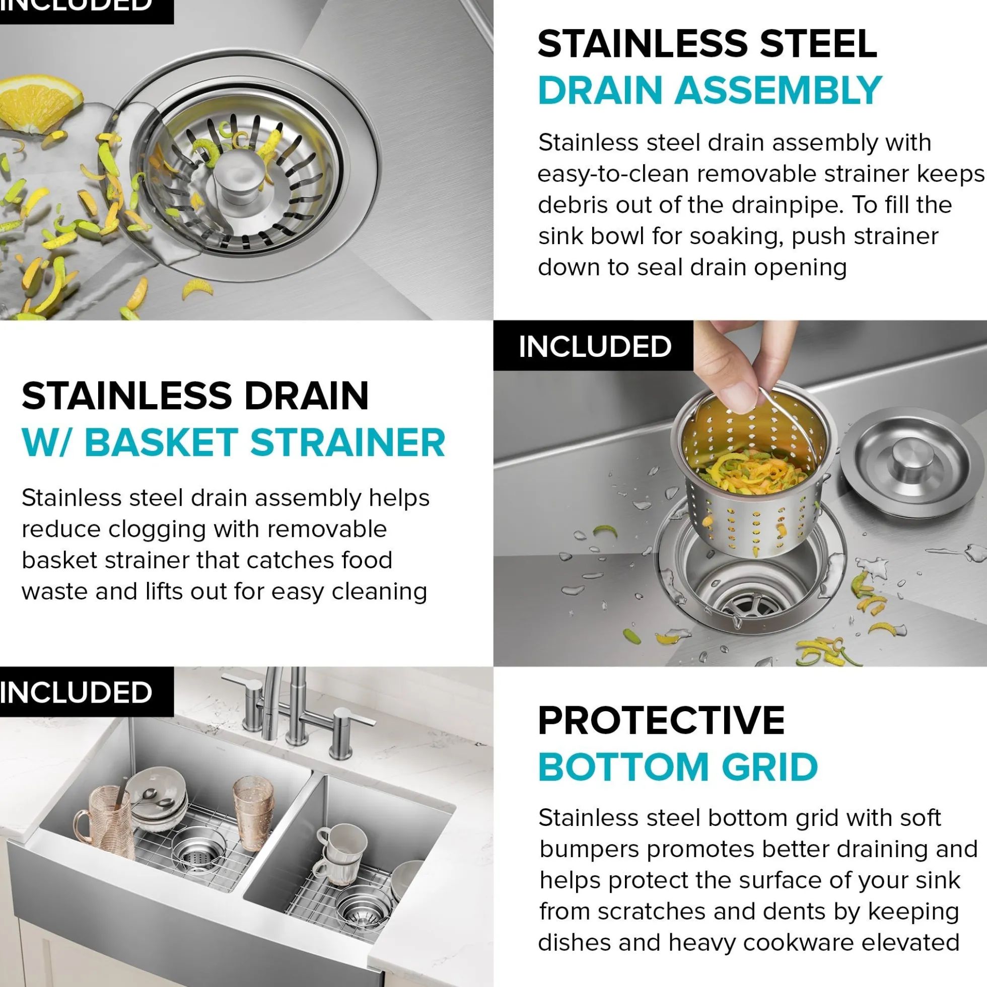 33" Apron Front Farmhouse 16 Gauge 60/40 Double Bowl Stainless Steel Kitchen Sink