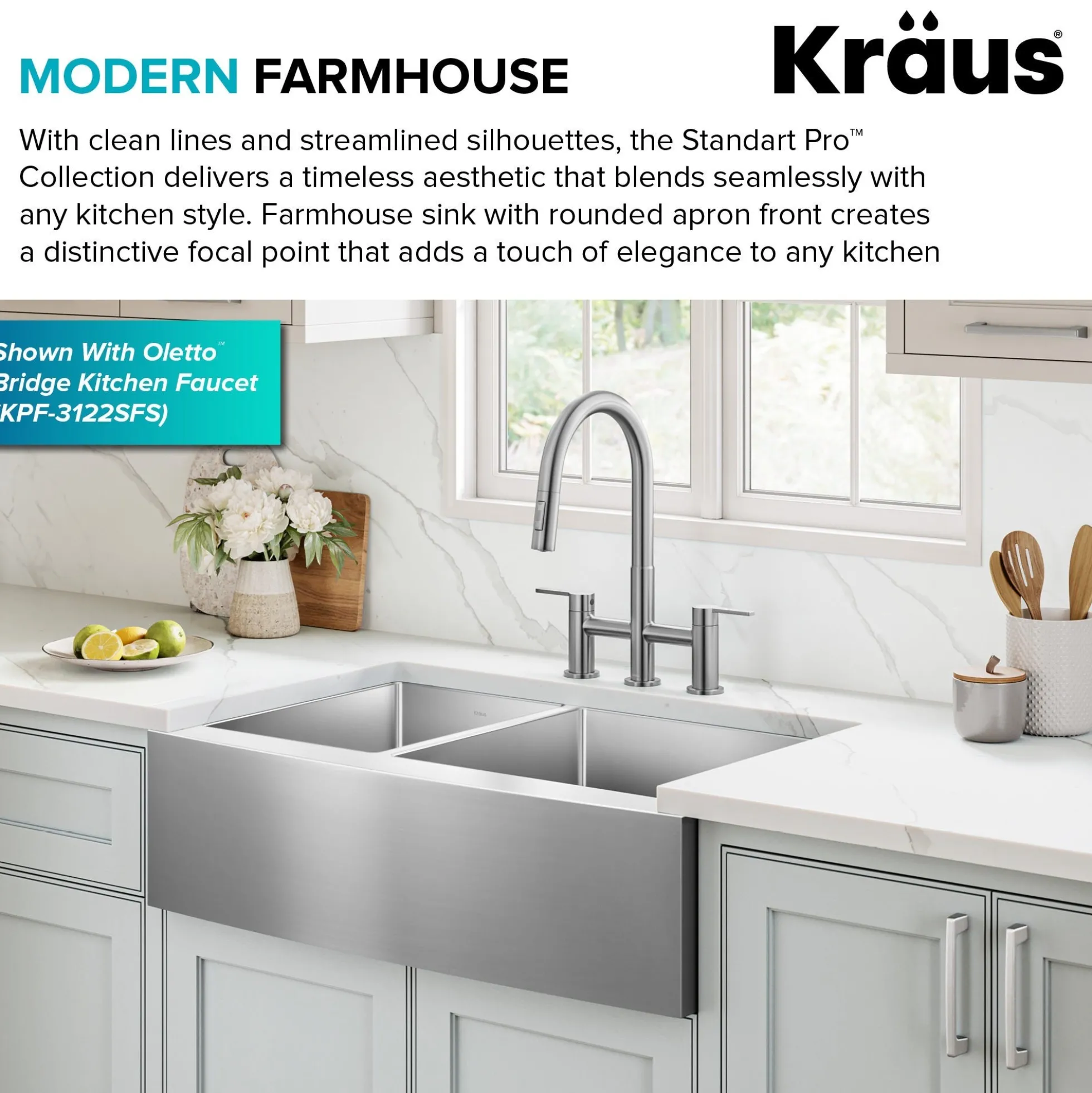 33" Apron Front Farmhouse 16 Gauge 40/60 Double Bowl Stainless Steel Kitchen Sink