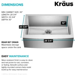 30" Apron Front Farmhouse 16 Gauge Single Bowl Stainless Steel Kitchen Sink