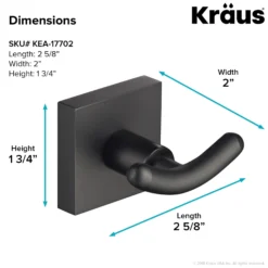 Bathroom Robe and Towel Double Hook in Matte Black