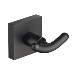 Bathroom Robe and Towel Double Hook in Matte Black