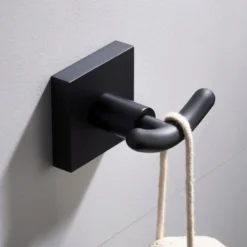 Bathroom Robe and Towel Double Hook in Matte Black