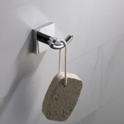 Bathroom Robe and Towel Double Hook in Chrome