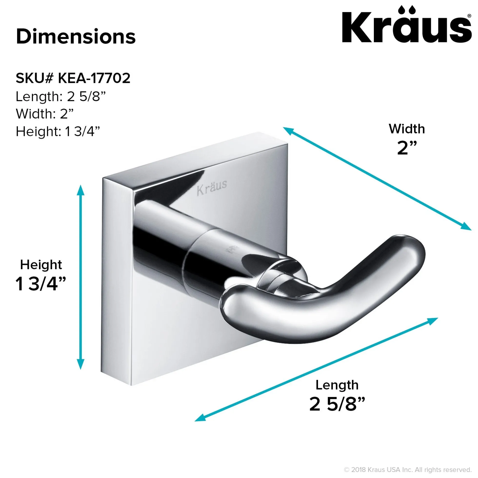 Bathroom Robe and Towel Double Hook in Chrome