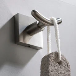 Bathroom Robe and Towel Double Hook in Brushed Nickel