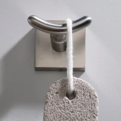 Bathroom Robe and Towel Double Hook in Brushed Nickel