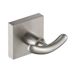 Bathroom Robe and Towel Double Hook in Brushed Nickel