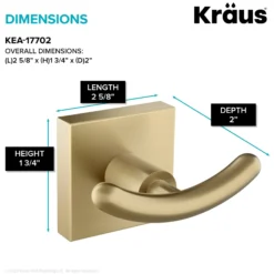 Bathroom Robe and Towel Double Hook in Brushed Gold