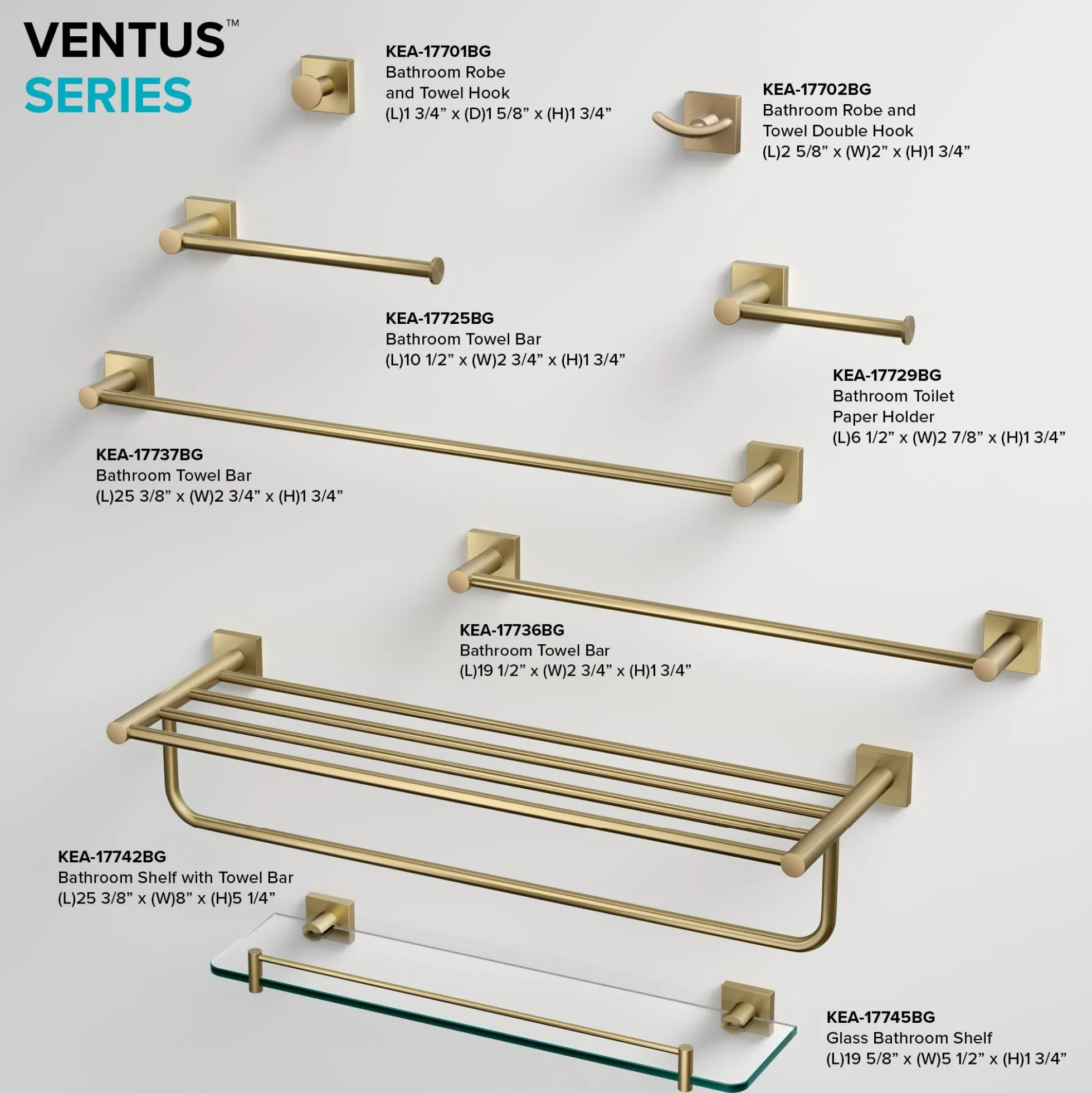 Bathroom Robe and Towel Double Hook in Brushed Gold