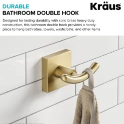 Bathroom Robe and Towel Double Hook in Brushed Gold