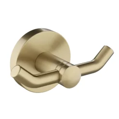 Bathroom Robe and Towel Double Hook in Brushed Gold