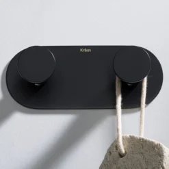 Bathroom Robe and Towel Double Hook in Matte Black