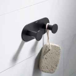Bathroom Robe and Towel Double Hook in Matte Black