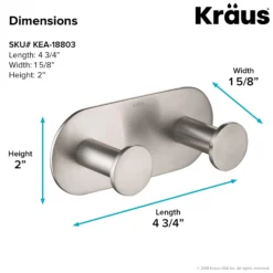 Bathroom Robe and Towel Double Hook in Brushed Nickel