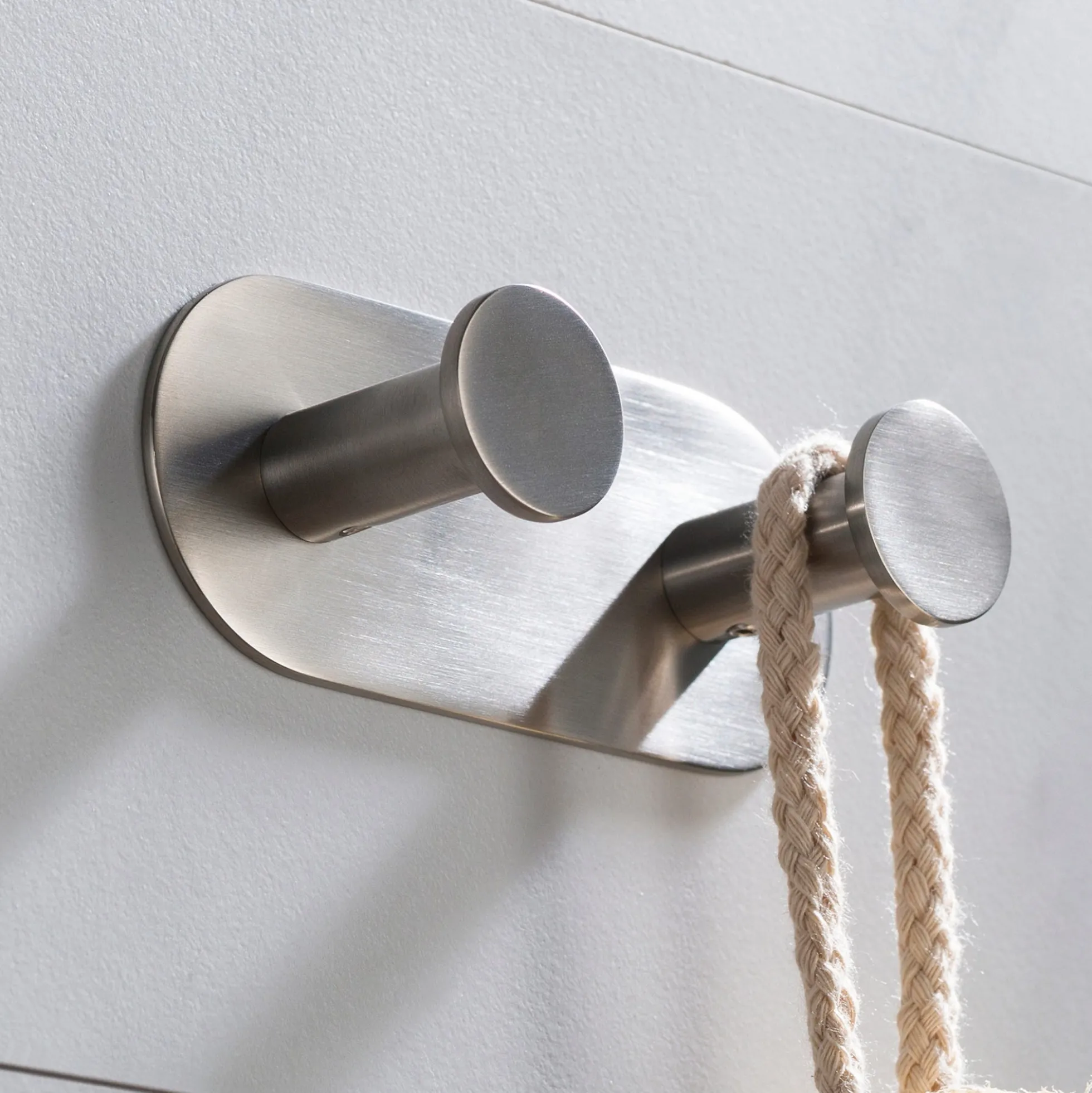 Bathroom Robe and Towel Double Hook in Brushed Nickel