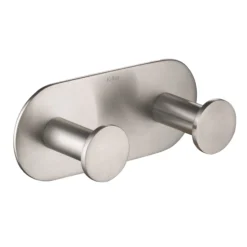 Bathroom Robe and Towel Double Hook in Brushed Nickel