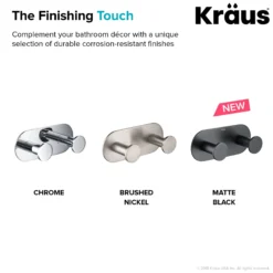 Bathroom Robe and Towel Double Hook in Brushed Nickel