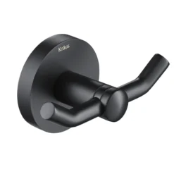 Bathroom Robe and Towel Double Hook in Matte Black