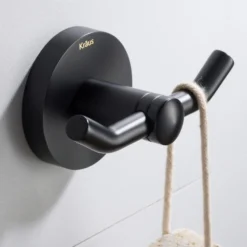 Bathroom Robe and Towel Double Hook in Matte Black