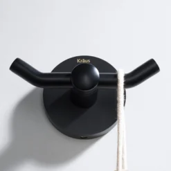 Bathroom Robe and Towel Double Hook in Matte Black