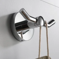 Bathroom Robe and Towel Double Hook in Chrome