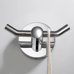 Bathroom Robe and Towel Double Hook in Chrome