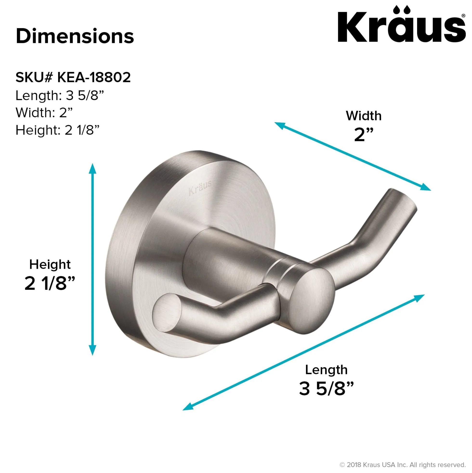 Bathroom Robe and Towel Double Hook in Brushed Nickel