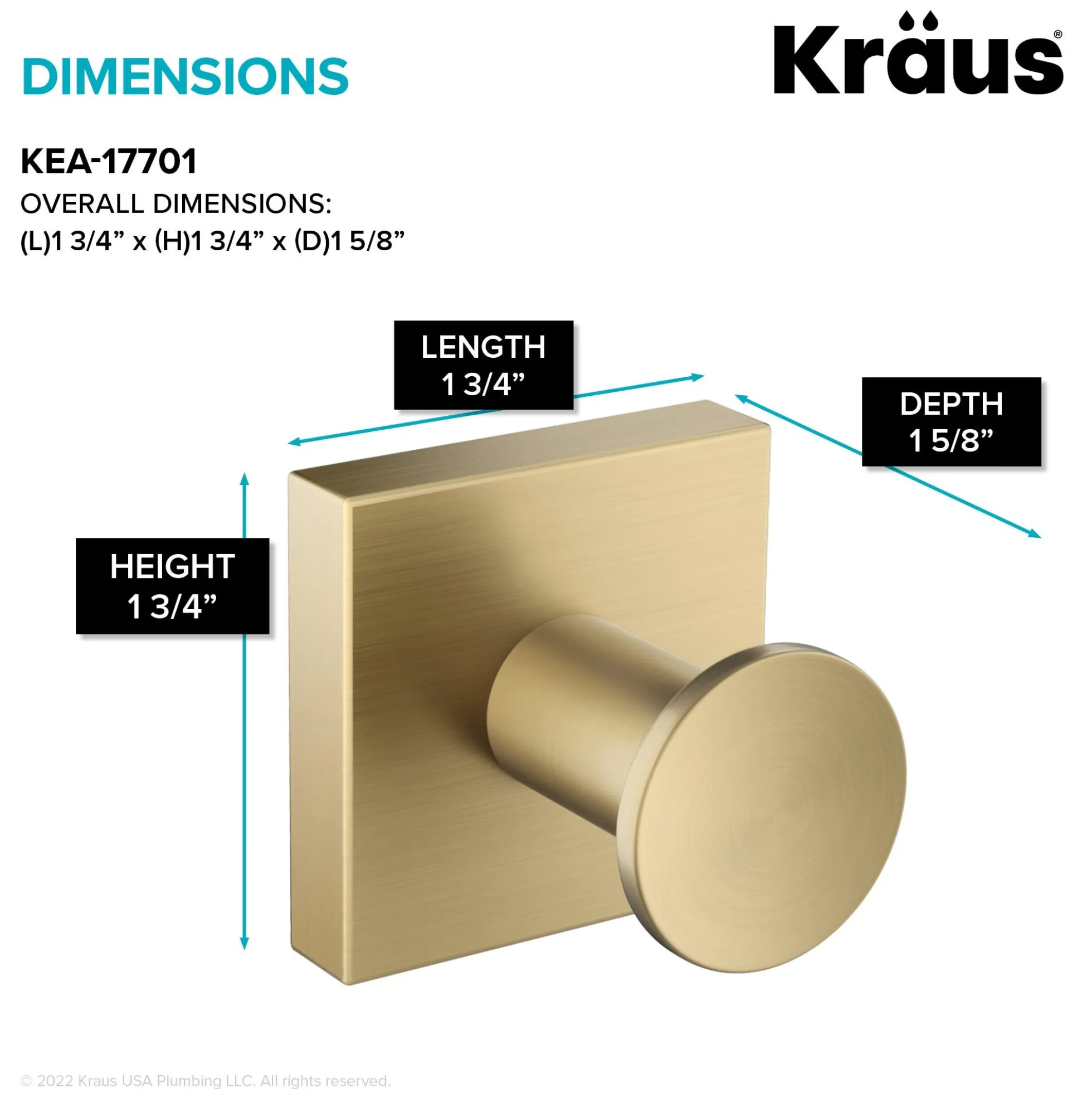 Bathroom Robe and Towel Hook in Brushed Gold