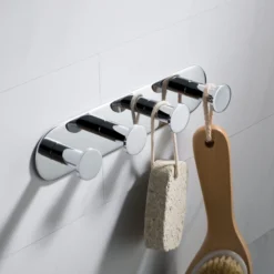Bathroom Robe and Towel Hook Rack with 4 Hooks in Chrome