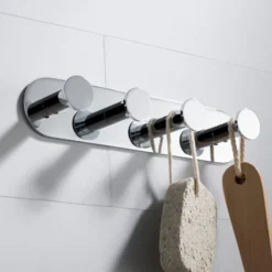 Bathroom Robe and Towel Hook Rack with 4 Hooks in Chrome