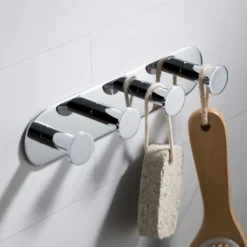 Bathroom Robe and Towel Hook Rack with 4 Hooks in Chrome