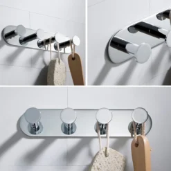Bathroom Robe and Towel Hook Rack with 4 Hooks in Chrome