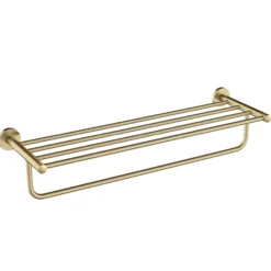 Bathroom Shelf with Towel Bar in Brushed Gold