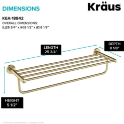 Bathroom Shelf with Towel Bar in Brushed Gold