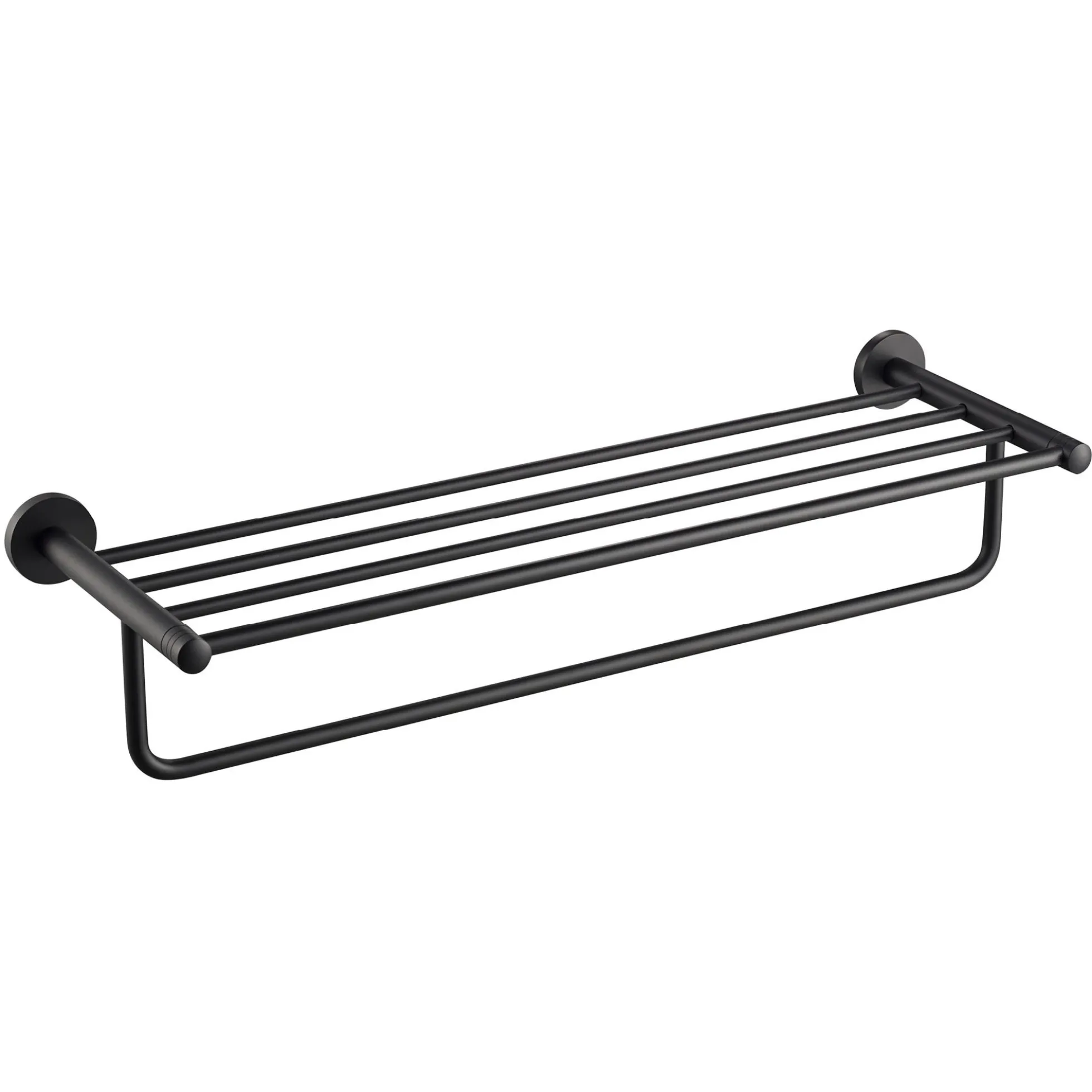 Bathroom Shelf with Towel Bar in Matte Black