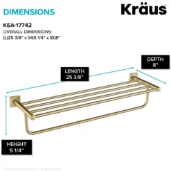 Bathroom Shelf with Towel Bar in Brushed Gold