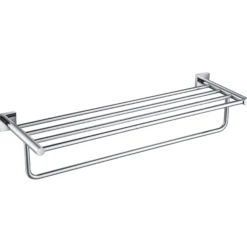 Bathroom Shelf with Towel Bar in Chrome