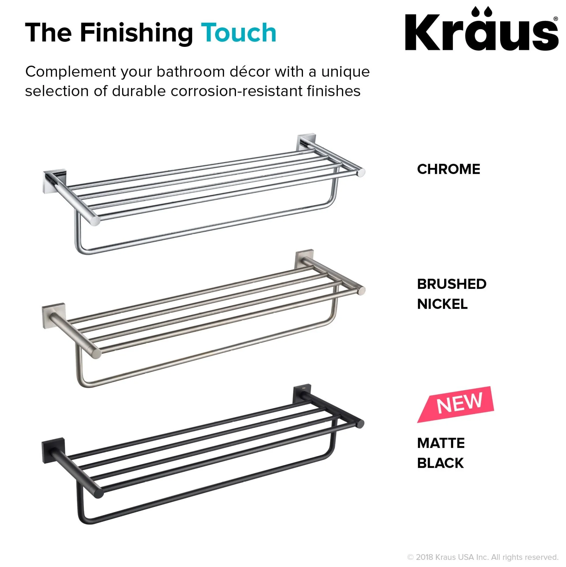 Bathroom Shelf with Towel Bar in Chrome