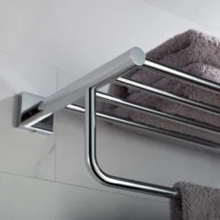 Bathroom Shelf with Towel Bar in Chrome